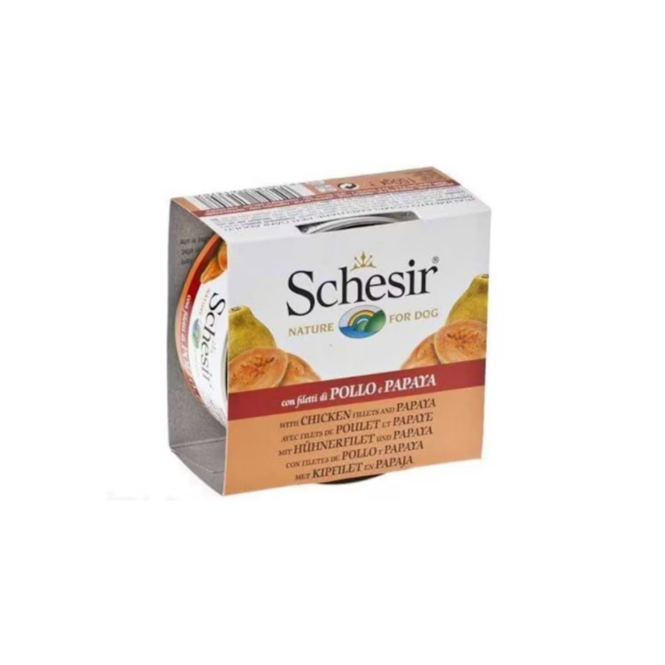 Schesir Jelly Tavuk ve Papaya jöle İçinde Yetişkin Köpek Konservesi 150gr