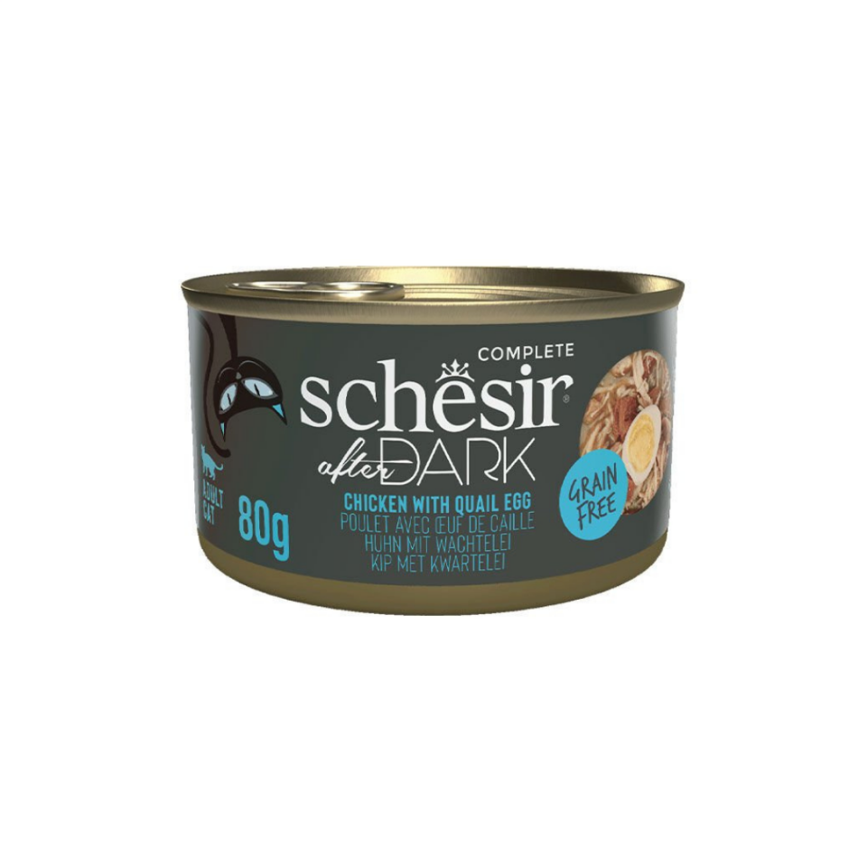 Schesir After Dark Tavuk ile Bıldırcın Yumurtası Et Suyunda Konserve 80g