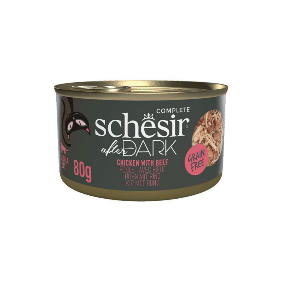 Schesir After Dark Tavuk ile Sığır Et Suyunda Yetişkin Kedi Konservesi 80g