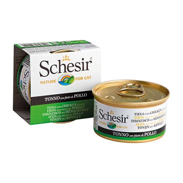 Schesir Jelly Ton Balığı ve Tavuk Jöle İçinde Yetişkin Kedi Konservesi 85g