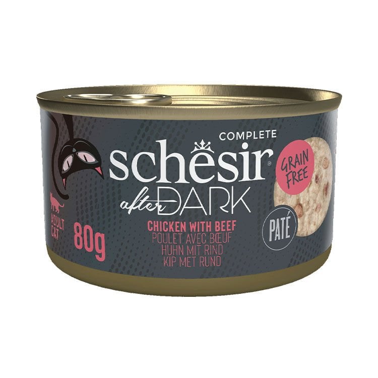 Schesir After Dark Tavuk ile Sığır Paté Yetişkin Kedi Konservesi 12x80g