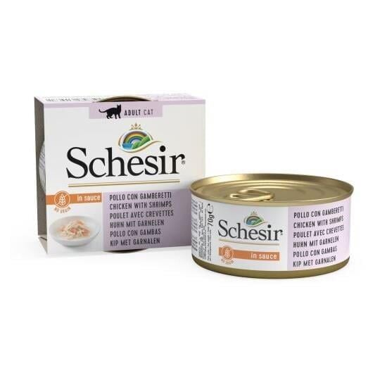 Schesir For Cat Et Suyu İçerisinde Tavuk Filetolu ve Karidesli Yaş Kedi Maması 70g