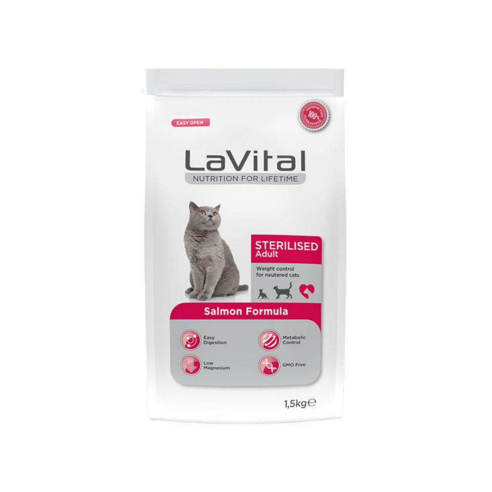 LaVital Somonlu Kısırlaştılmış (Sterilised) Yetişkin Kedi Maması 1,5kg