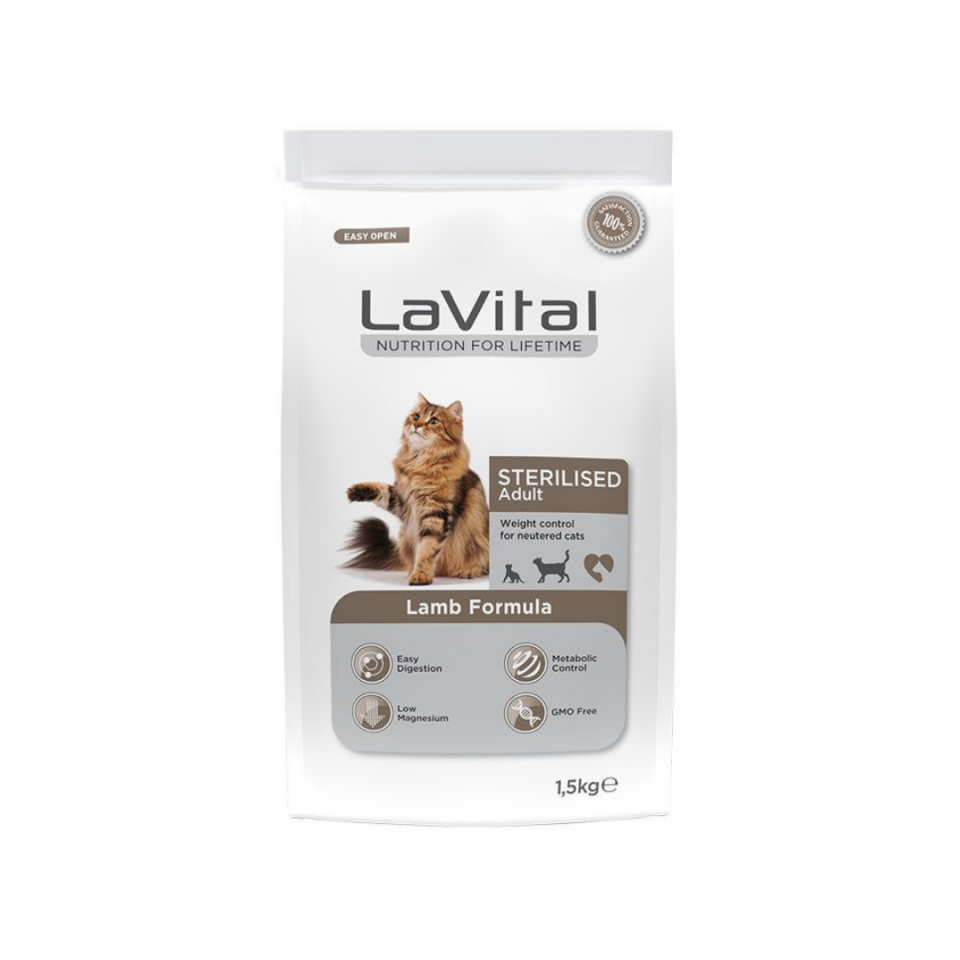 LaVital Kuzu Etli Kısırlaştılmış (Sterilised) Yetişkin Kedi Maması 1,5kg