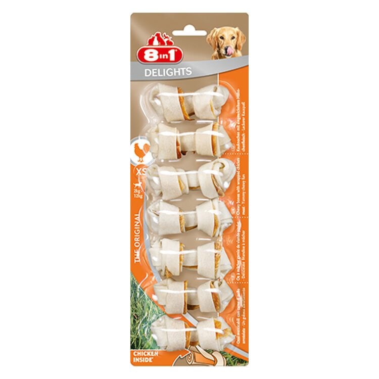 8IN1 Delights Bones Köpek Ödül Kemiği Tavuklu XS – 84GR