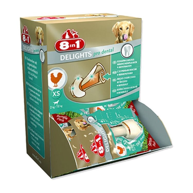 8IN1 Delights SampleBox Pro Dental Köpek Ödül Kemiği Tavuklu XS – 12GRx30adet
