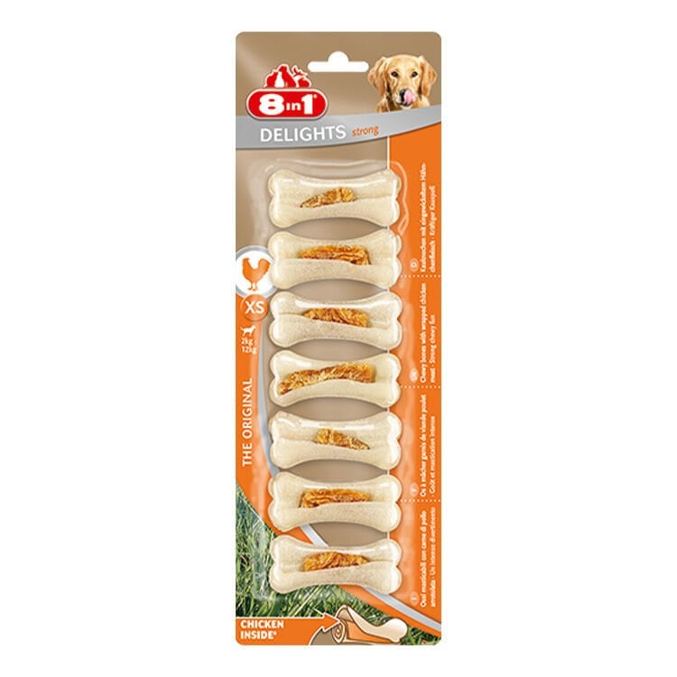 8IN1 Delights Strong Köpek Ödül Kemiği Tavuklu XS – 140GR