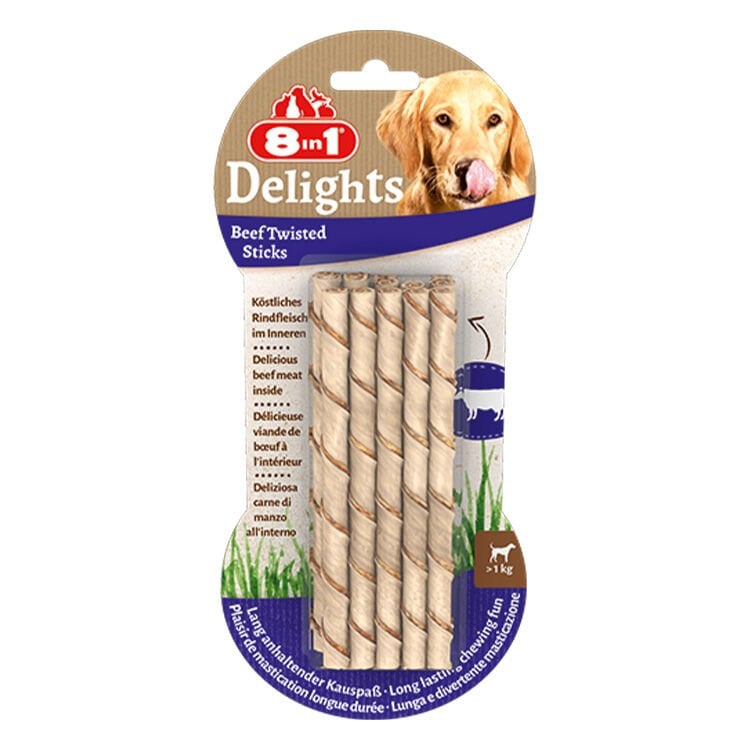 8IN1 Delights Burgu Çubuk Köpek Ödül Kemiği Sığır Etli – 55GR