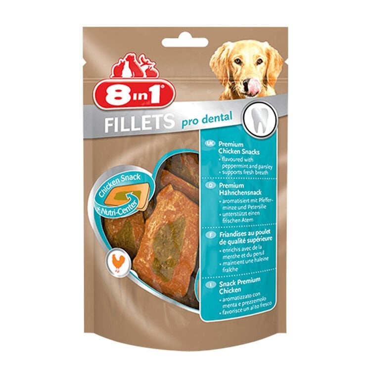 8IN1 Fillets Pro Dental Diş Sağlığı için Fileto Köpek Ödül Maması – Tavuklu – 80GR