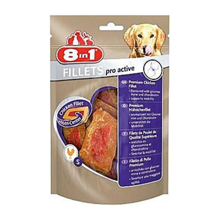 8IN1 Fillets Pro Active Eklem Sağlığı için Fileto Köpek Ödül Maması – Tavuklu – 80GR