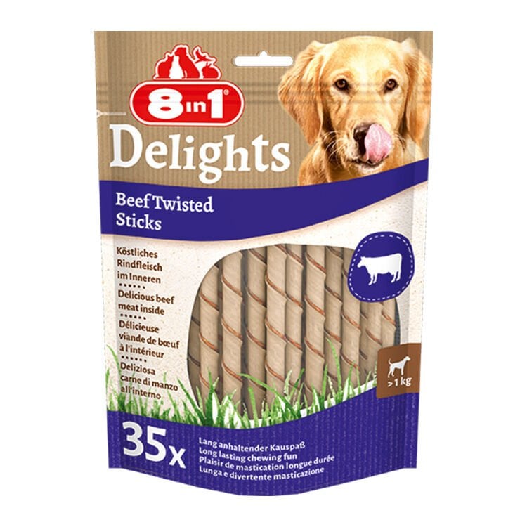 8IN1 Delights Burgu Çubuk Köpek Ödül Kemiği Sığır Etli (35li) 190GR