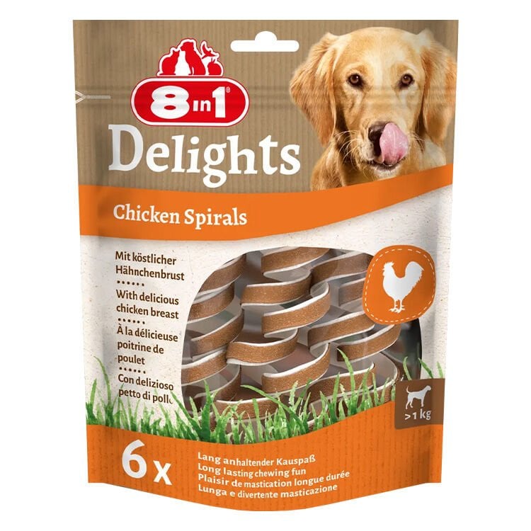 8IN1 Delights Spirals Köpek Ödül Maması (6lı) – Tavuklu – 60GR