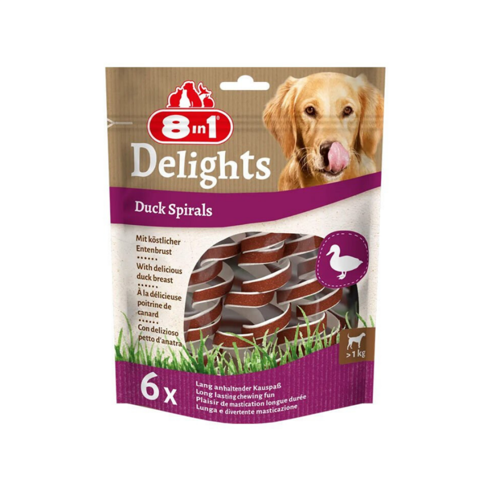 8IN1 Delights Spirals Köpek Ödül Maması (6lı) – Ördekli – 60GR