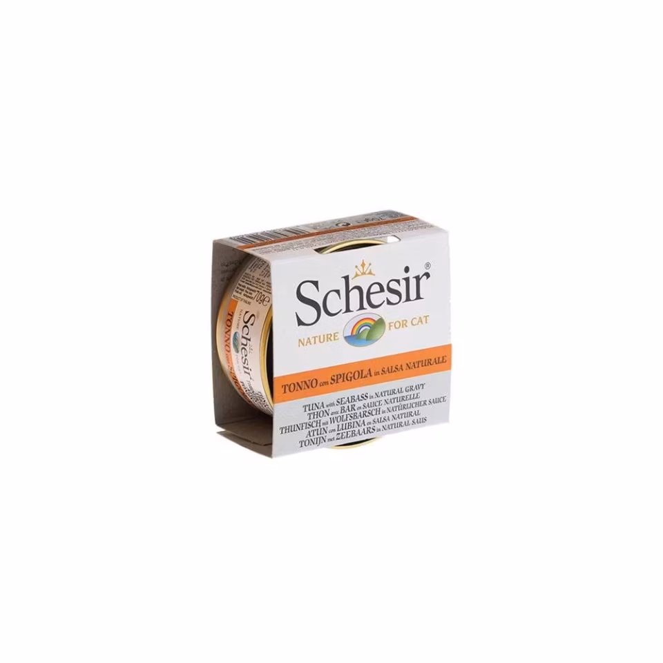Schesir Broth Ton Balıklı ve Levrekli Et Suyunda 70 gr Yetişkin Kedi Konservesi