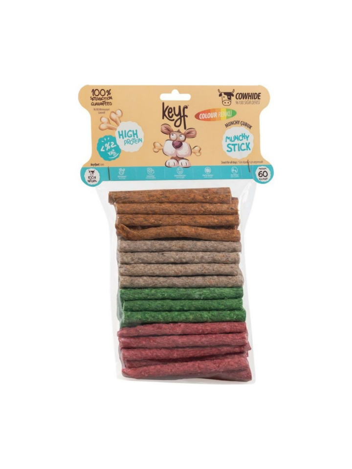 Keyf Renkli Sığır Derisi Munchy Stıck -Medium-60'lı