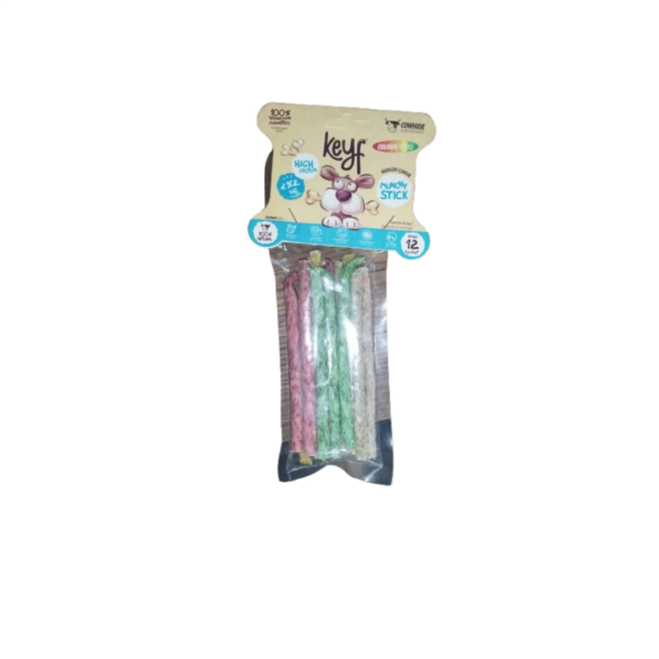 Keyf Renkli Sığır Derisi Munchy Stıck 12'li