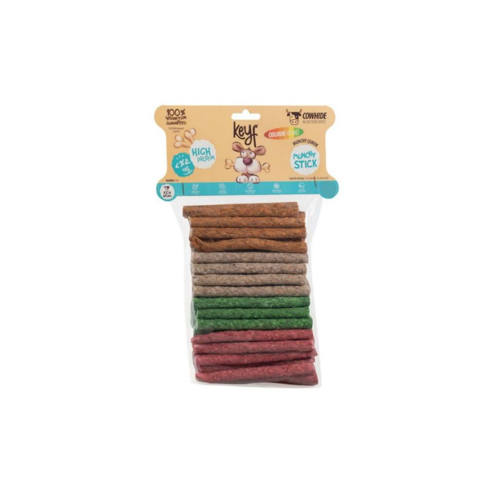 Keyf Renkli Sığır Derisi Munchy Stıck -50 Adet