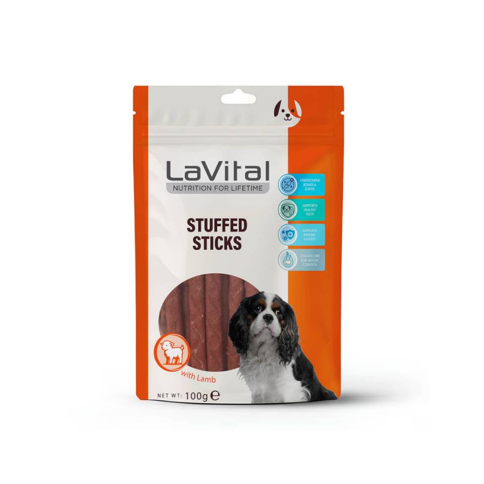 LaVital Kuzu Etli ve Somonlu Yumuşak Çubuk Köpek Ödülü 100g