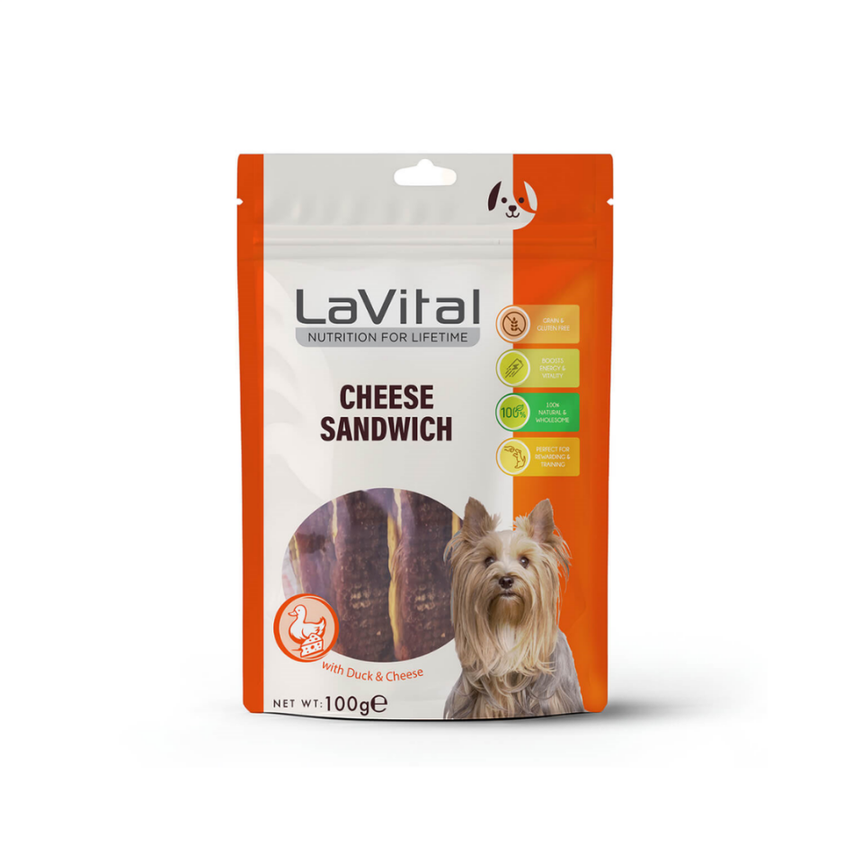 LaVital Ördek Etli ve Peynirli Sandviç Köpek Ödülü 100g